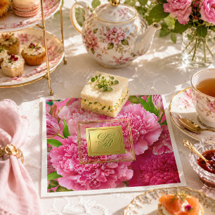 Jolies serviettes en papier à monogramme floral r