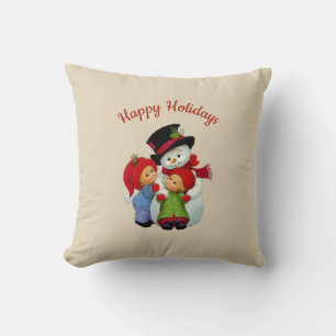 Jolies Tots de Noël avec Mme Snowman Coussin