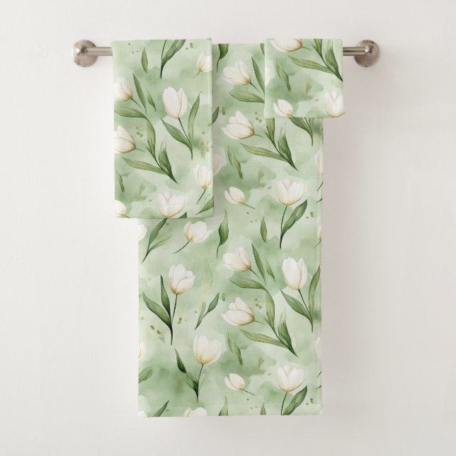  Jolies Tulipes Blanches Vertes   (En situation)