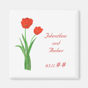 Jolies tulipes rouges Enregistrer la date Magnets