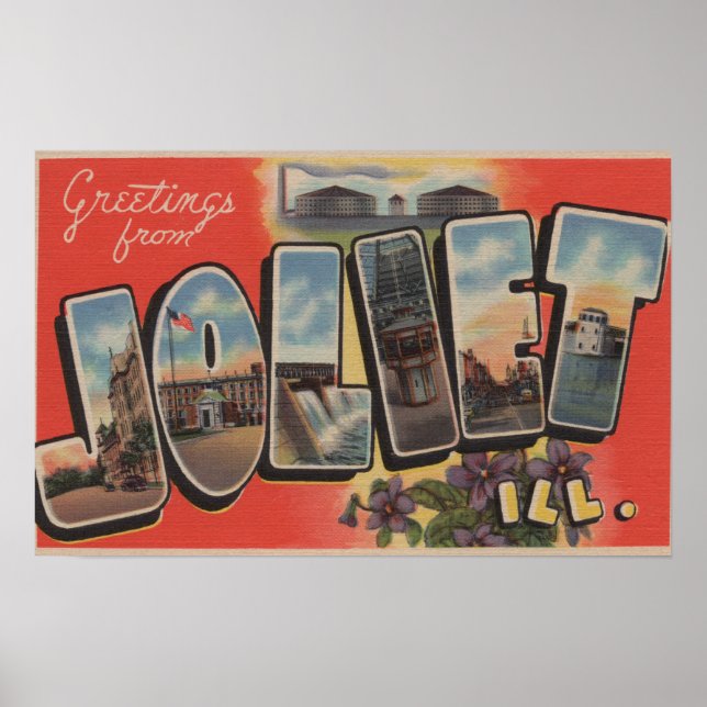 Joliet, Illinois - Large Letter Scenes 2 Poster (Front)