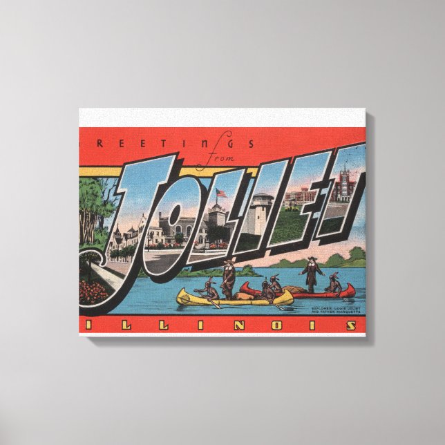 Joliet, Illinois - Large Letter Scenes Canvas Print (Front)