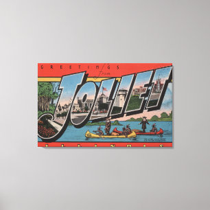 Joliet, Illinois - Large Letter Scenes Canvas Print