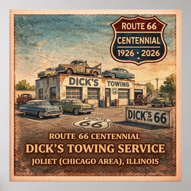Joliet Illinois Route 66 Towing Poster (Front)