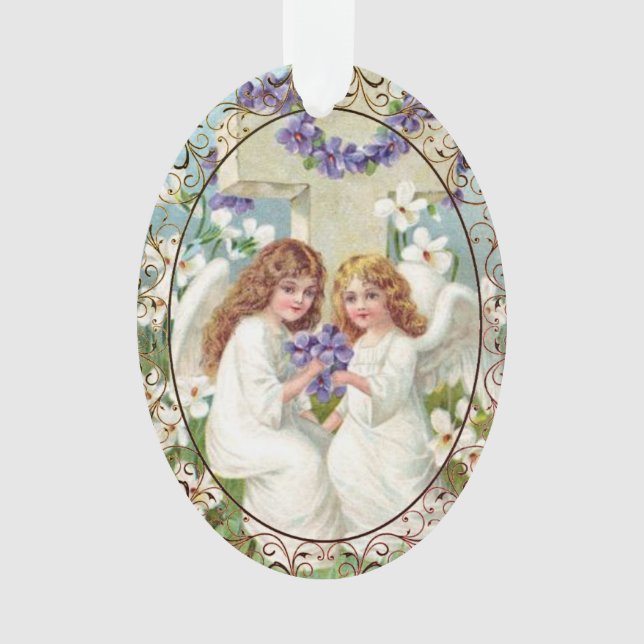Jolis Anges Avec Croix Et Fleurs  (devant)