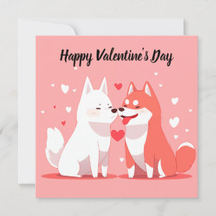 Jolis chiens de la Saint-Valentin sur carte plate
