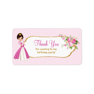 Jolis étiquettes de Merci de princesse Birthday d