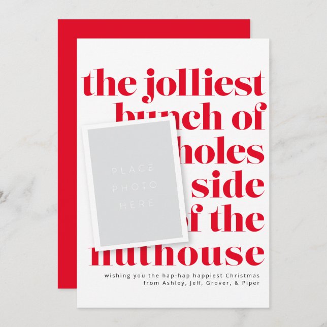 Jolliest Bunch Holiday Tradition Portrait Front Invitation (Front/Back)