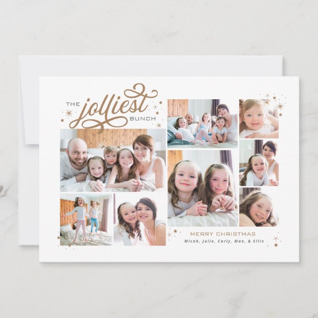 Jolliest Bunch Multi Photo Holiday Newsletter Card (Front)