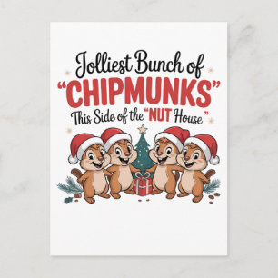 Jolliest Bunch of Chipmunks Funny Rodents Xmas Invitation Postcard