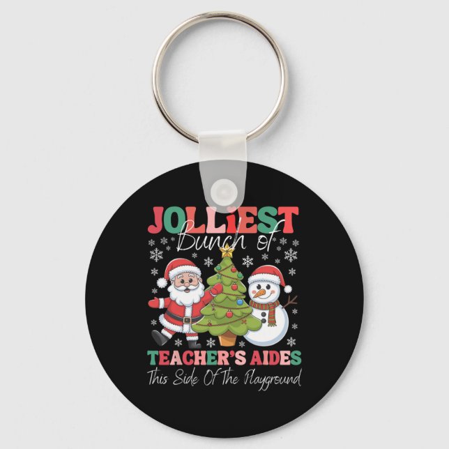 Jolliest Teacher's Aides Christmas Playground Funn Keychain (Front)