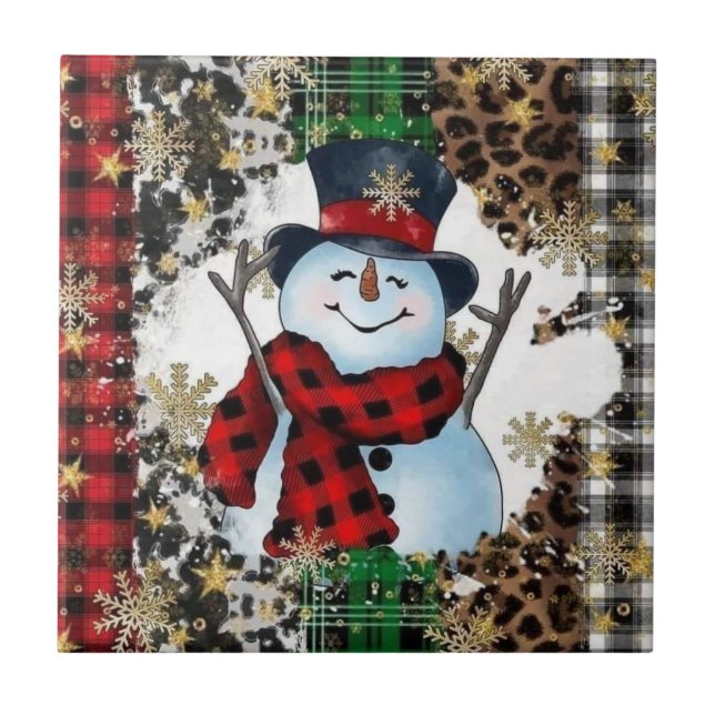 Jolly 3D Snowman Ceramic Tiles (Front)