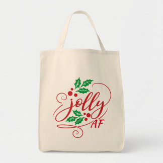 Jolly AF Christmas Holly Sarcastic Humour Tote Bag