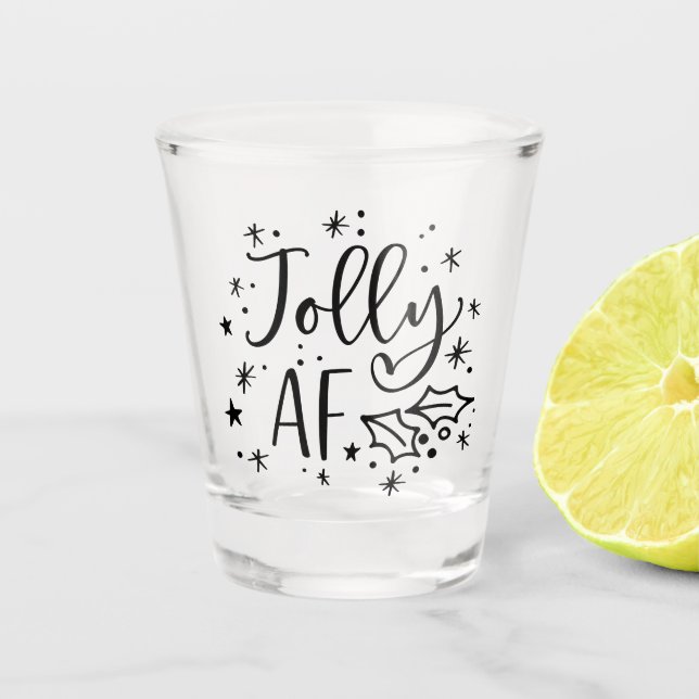 Jolly AF | Fun Christmas Drinking Humour Shot Glass (Front)
