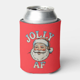 Jolly AF Funny Santa Christmas Xmas Holiday Party Can Cooler