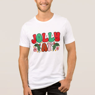 Jolly AF Retro Groovy Christmas Holidays Tri-Blend Shirt