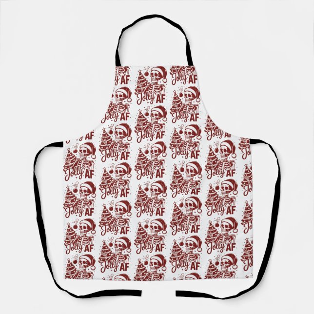 Jolly Af Skeleton Snarky Christmas Sarcastic Funny Apron (Front)