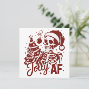 Jolly Af Skeleton Snarky Christmas Sarcastic Funny Holiday Card