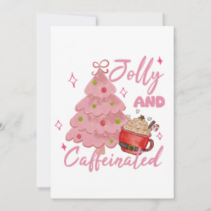 Jolly and Caffeinated Christmas Tree Coffee Design Invitation