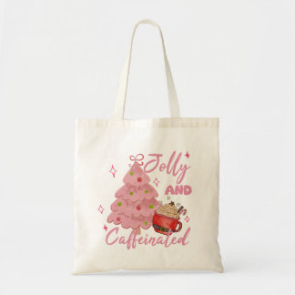 Jolly and Caffeinated Christmas Tree Coffee Design Tote Bag