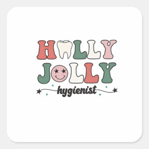 Jolly and Hygienist dental dentist Christmas Santa Square Sticker