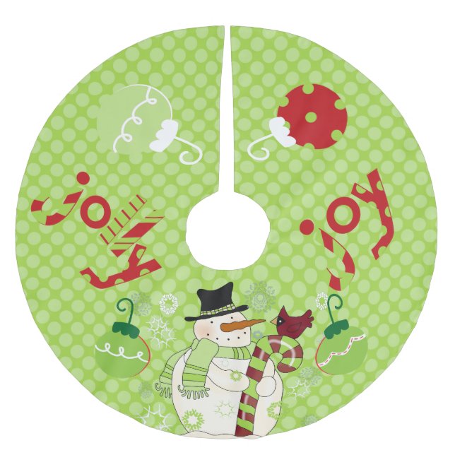 Jolly and Joy Snowman Holiday Tree Skirt (Front)