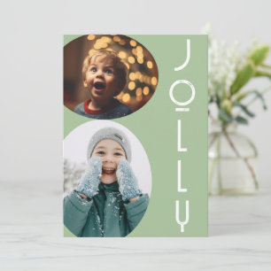 Jolly and Joyful Two Kids Christmas Holiday Card
