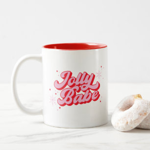 Jolly Babe Trendy Pink Christmas Font Two-Tone Coffee Mug