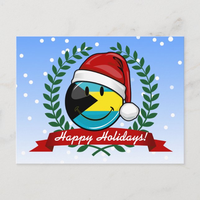 Jolly Bahamas Flag Christmas Style Holiday Postcard (Front)