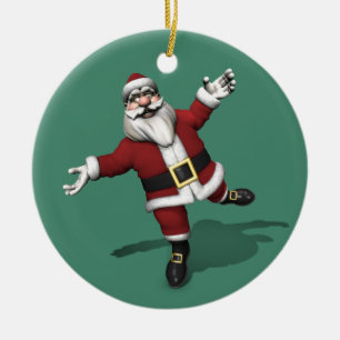 Jolly Ballet Dancer Santa Claus Ceramic Ornament
