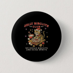 Jolly Biscuits Club _ Vintage Christmas Cat Baker  2 Inch Round Button