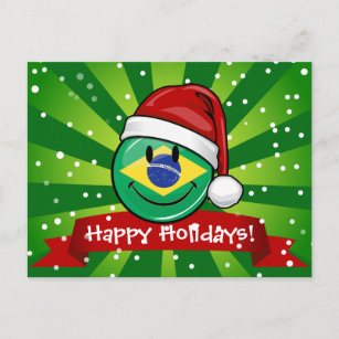 Jolly Brazilian Flag Christmas Style Holiday Postcard