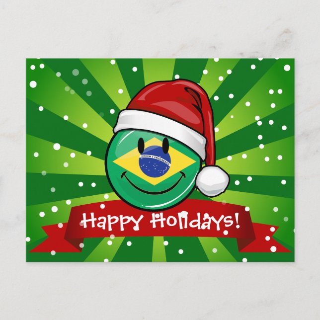 Jolly Brazilian Flag Christmas Style Holiday Postcard (Front)