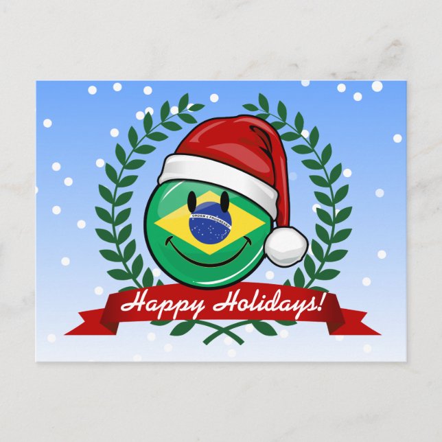 Jolly Brazilian Flag Christmas Style Holiday Postcard (Front)