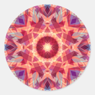 Jolly Bright Red Golden Christmas Star Decorative  Classic Round Sticker