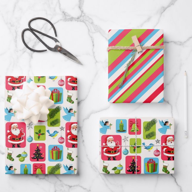 Jolly & Bright: Santa & Friends Wrapping Paper Sheet (Front)