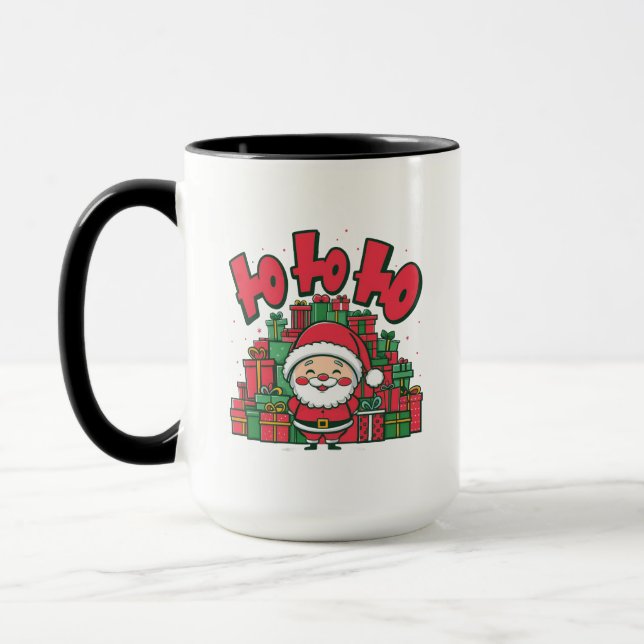 Jolly Cartoon Santa Christmas-67748 Mug (Left)