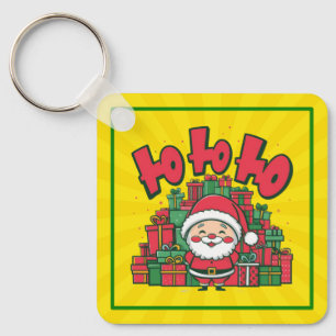 Jolly Cartoon Santa Christmas Keychain