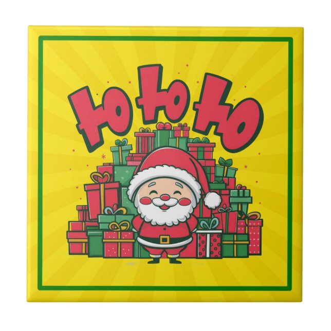 Jolly Cartoon Santa Christmas Tile (Front)