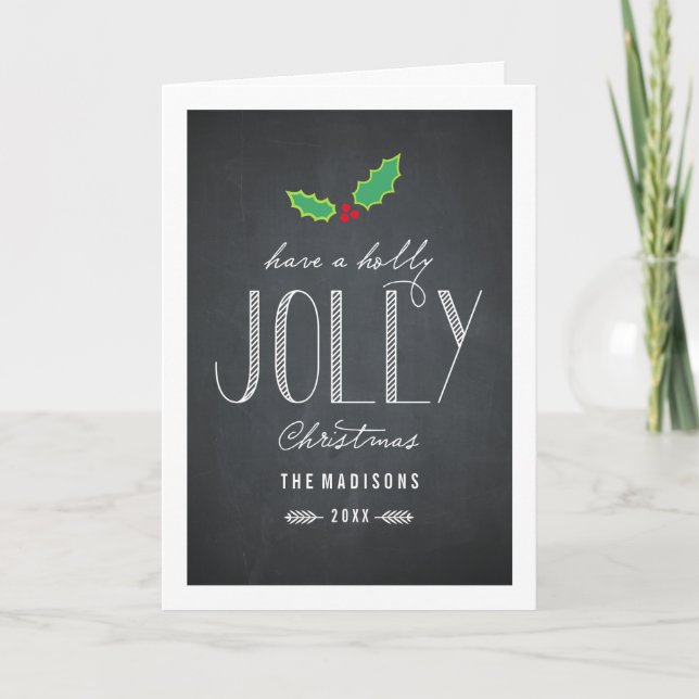 Jolly Chalkboard Christmas Greeting Card (Front)