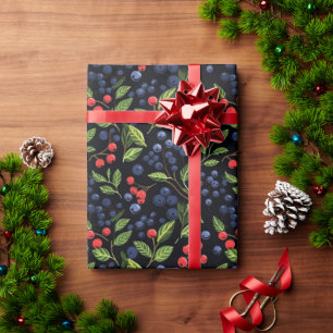 Jolly Christmas Berries Presents Gift Wrap