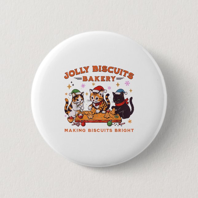 Jolly Christmas Biscuits Bakery Baking Crew Xmas C 2 Inch Round Button (Front)
