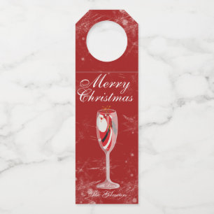 Jolly Christmas Cheers with Santa Champagne winter Bottle Tag