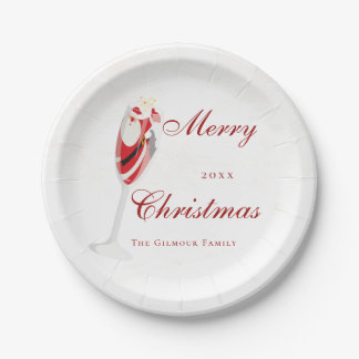 Jolly Christmas Cheers with Santa Champagne winter Paper Plate