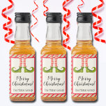 Jolly Christmas Elf Legs Holiday Custom Mini Liquor Bottle Label<br><div class="desc">Fun elf legs wearing red and ivory striped tights and green boots with jingle bells, and your holiday Christmas greeting in chic lettering, personalize these MINI liquor bottle labels to serve at your holiday party or to give as gifts or party favours, business gifts, corporate gifts, CHANGE THE WORDING "Merry...</div>