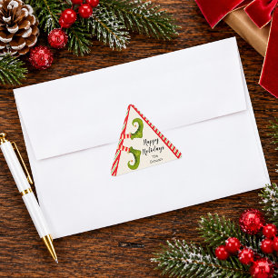 Jolly Christmas Elf Legs Holiday Triangle Sticker