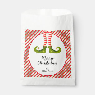 Jolly Christmas Elf Legs Stripes Holiday Favour Bag