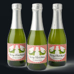 Jolly Christmas Elf Legs Stripes Holiday Mini Sparkling Wine Label<br><div class="desc">Fun elf legs wearing red and ivory striped tights and green boots with jingle bells, and your holiday Christmas greeting in chic lettering, personalize these MINI sparkling wine bottle labels to serve at your holiday party or to give as gifts or party favours, business gifts, corporate gifts, CHANGE THE WORDING...</div>