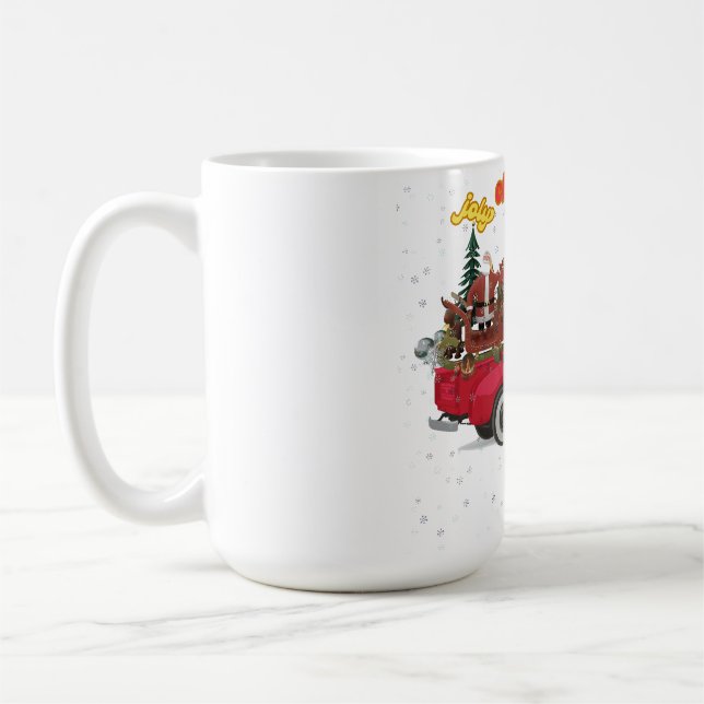 Jolly Christmas Overloaded Truck Coffee Mug (Left)