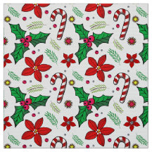 Jolly Christmas Poinsettia Holly tissu Sucre de ca